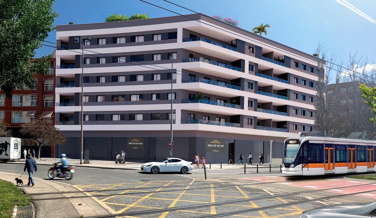 Gebouw met tram